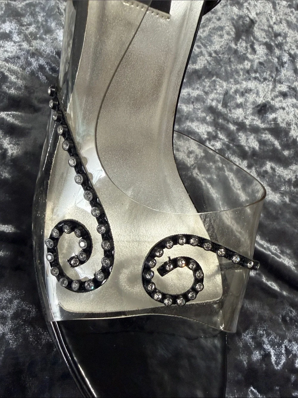 Jante Black/Clear Platform Heels w/Rhinestones
